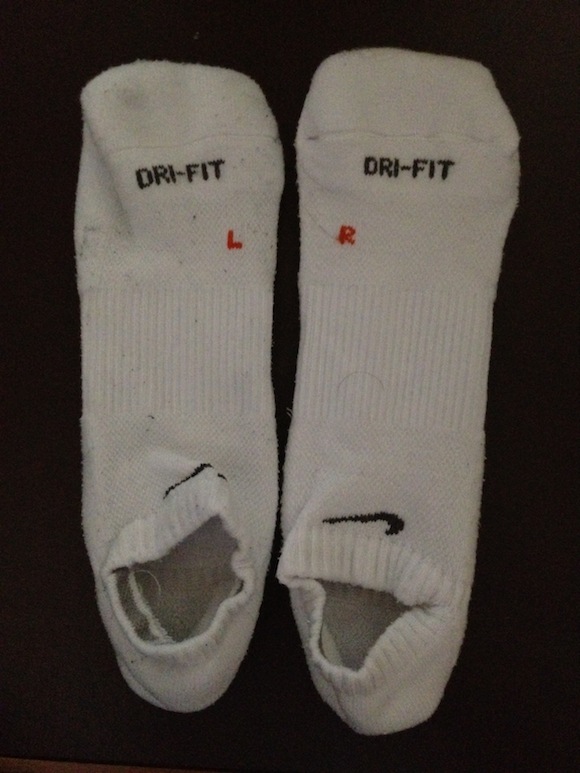 socks with l and r on them