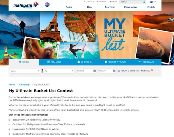 Bad marketing: Malaysia Airline's Bucket List Campaign