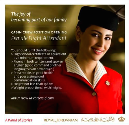 royal jordanian cabin crew recruitment 2018