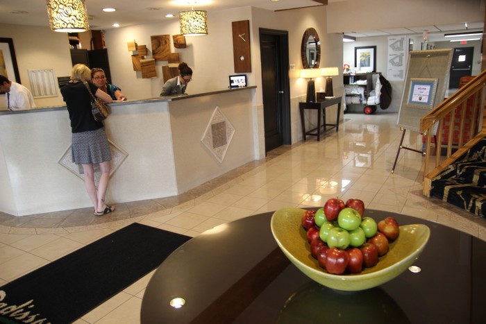 Reception and fruit stand