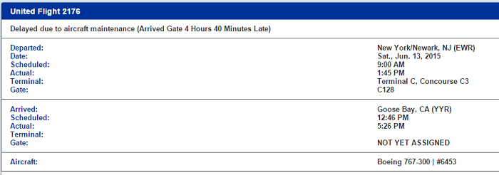 The replacement aircraft was delayed 4 hours.