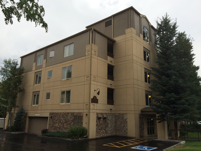 The buildings look just about like any other condo in the area