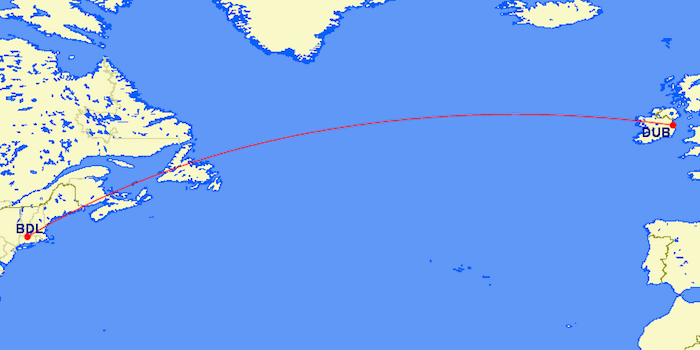 aer lingus route map from hartford ct