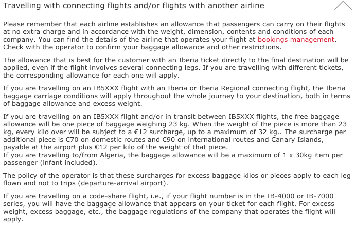 iberia baggage allowance carry on weight