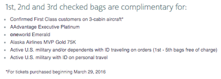 american airlines first class baggage allowance