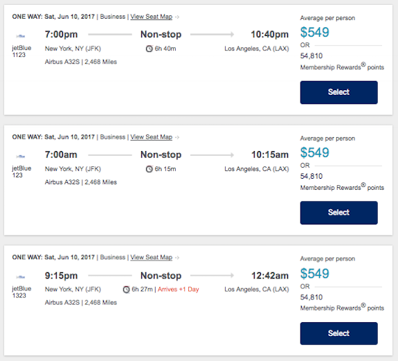 Jetblue Redeem Points Chart