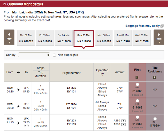 Etihad Is Starting To Price The Residence More Reasonably One Mile at a Time