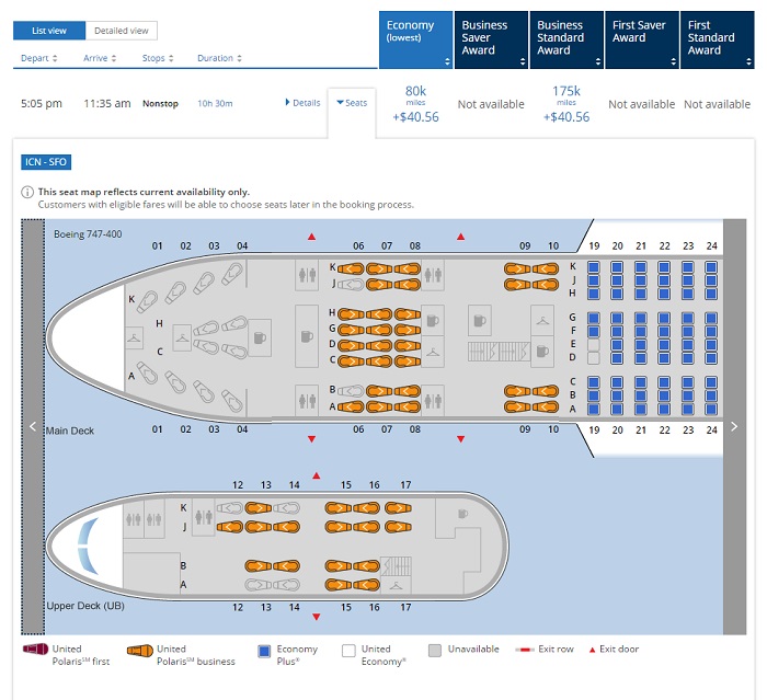 United 747 Seat Map