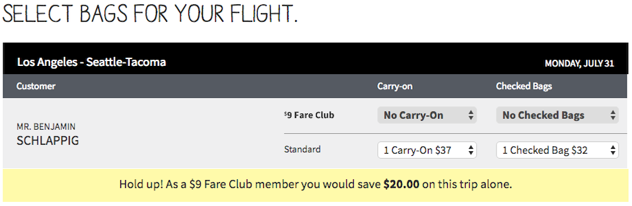 spirit airlines cost of checked bags