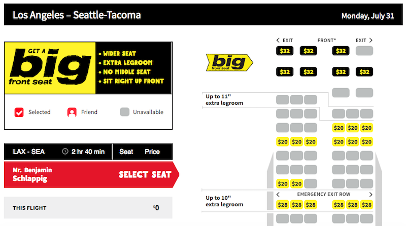 Spirit Airlines Zone Chart