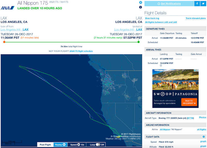 What Happened On Yesterday S 8 Hour Ana Flight From Lax To Lax One Mile At A Time