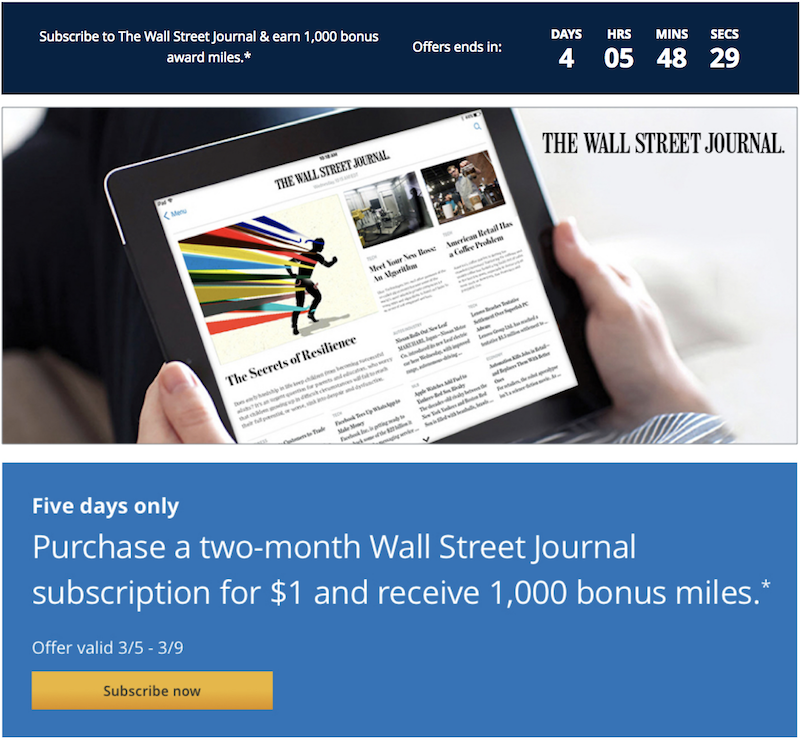 1 year wall street journal subscription