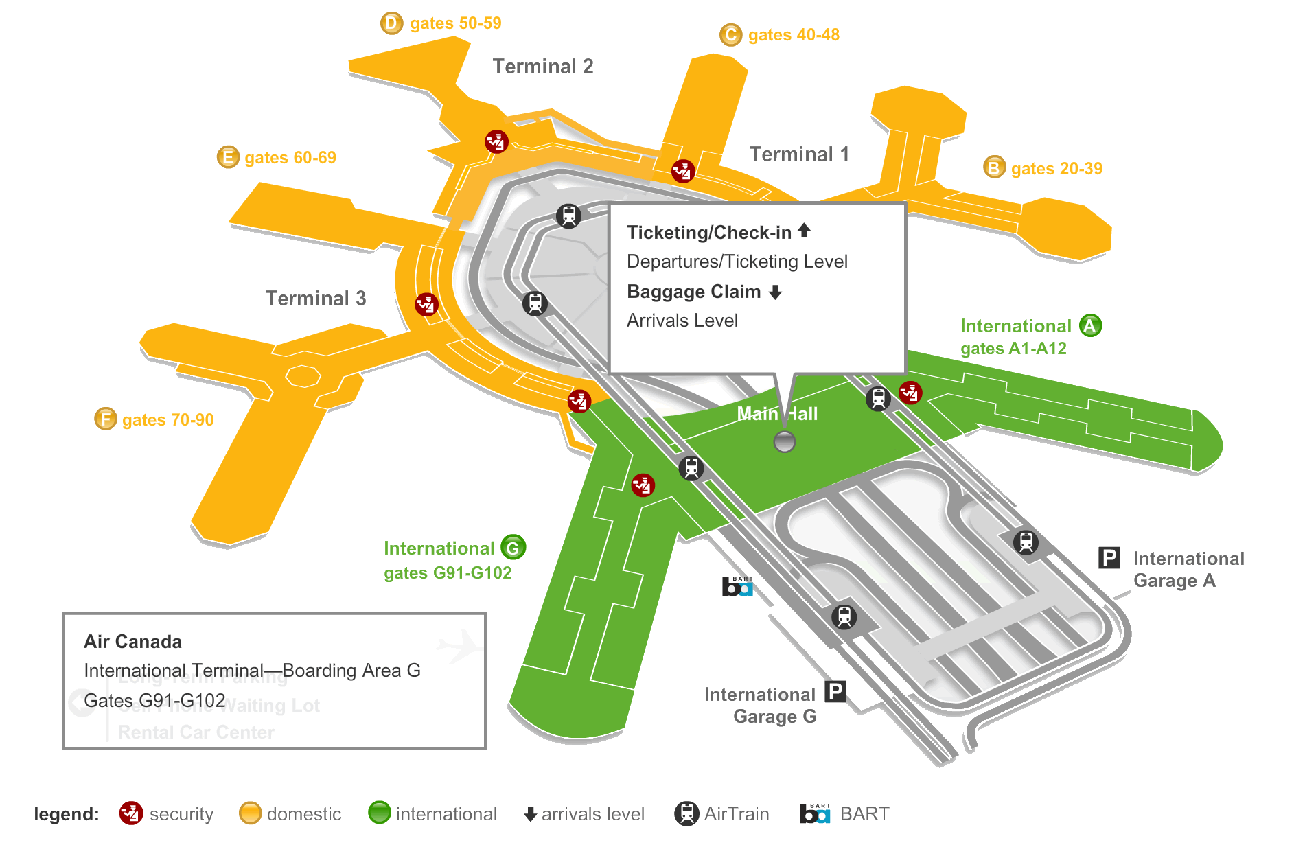 United Airlines SFO Terminal Map