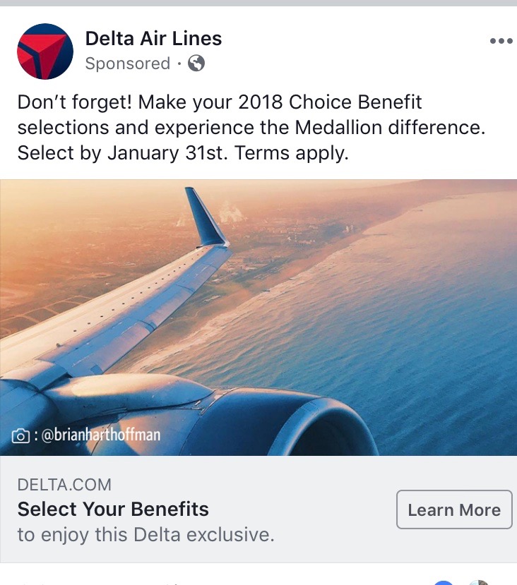 Last Chance To Select Your 2018 Delta Choice Benefits One Mile at a Time