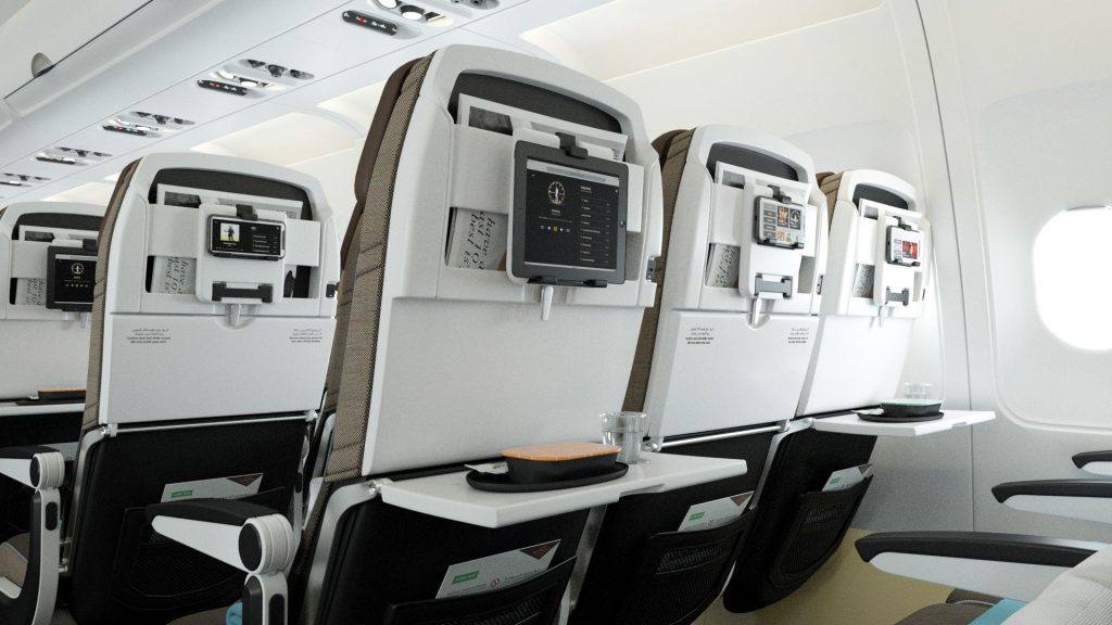 Novos assentos da Etihad Airways sem televisões pessoais