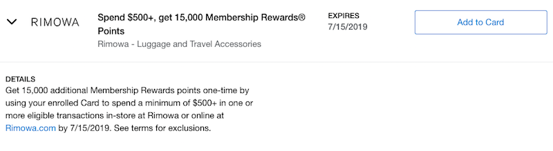 amex rimowa offer