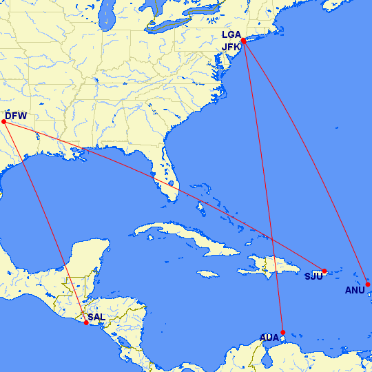 American's New Caribbean & Latin America Routes One Mile at a Time