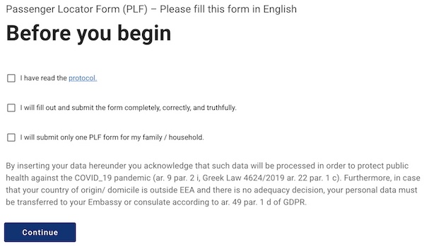 Greece Passenger Locator Form 3