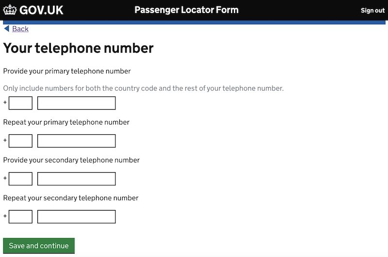 UK Passenger Locator Form 7