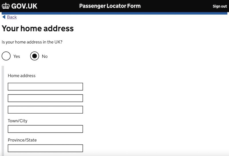 UK Passenger Locator Form 9